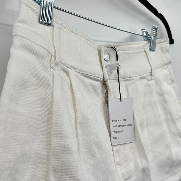 🆕Generation Love Mona High Waist Cuffed Denim White Shorts Classic Fit - Picture 10 of 13